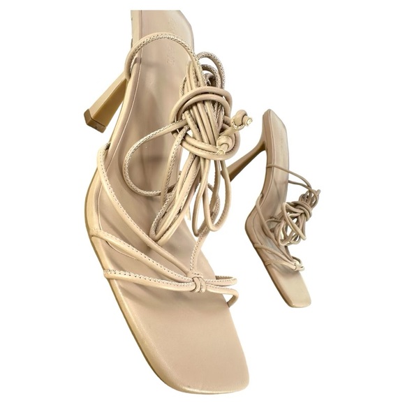 Open Edit | 11 Nude Lace Up Tie Strappy Heels Nordstrom - Picture 3 of 7